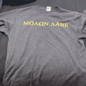 Gray T-Shirt with Yellow Greek Text